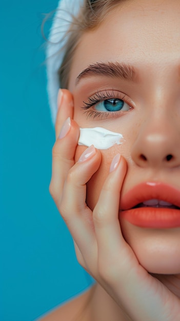 Cuidado de la piel belleza y cosméticos modelo de producto mujeres pruebas faciales cosméticos caras para maquillaje