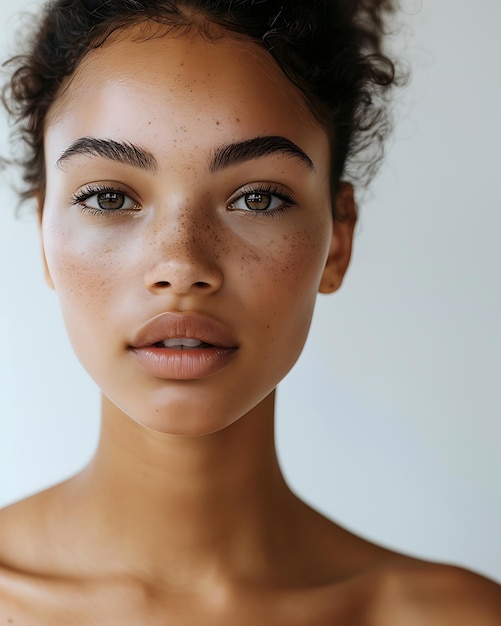Cuidado de la piel belleza mujer maquillaje natural modelo femenina