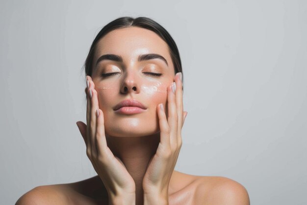 Cuidado de la piel y maquillaje gratis retrato en primer plano con espacio para copiar