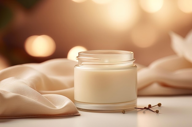 Cuidado de la piel sin marca maquillaje de frasco de crema cosmética con espacio vacío maquillaje elegante de belleza y spa