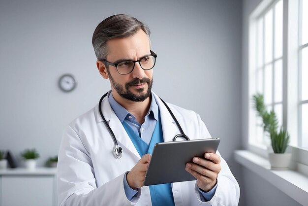 Cuidado de la salud y medicina Médico que utiliza una tableta digital