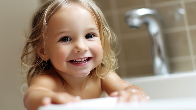 Cuidados com os dentes das crianças Conceito de sorriso saudável Escova de dentes e pasta de dentes para crianças IA generativa