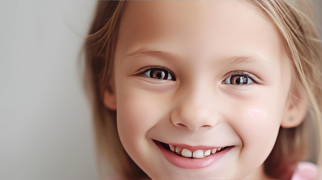 Cuidados com os dentes das crianças Conceito de sorriso saudável Escova e pasta de dentes para crianças IA generativa