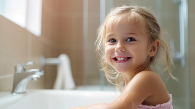 Cuidados com os dentes das crianças Conceito de sorriso saudável Escova e pasta de dentes para crianças IA generativa