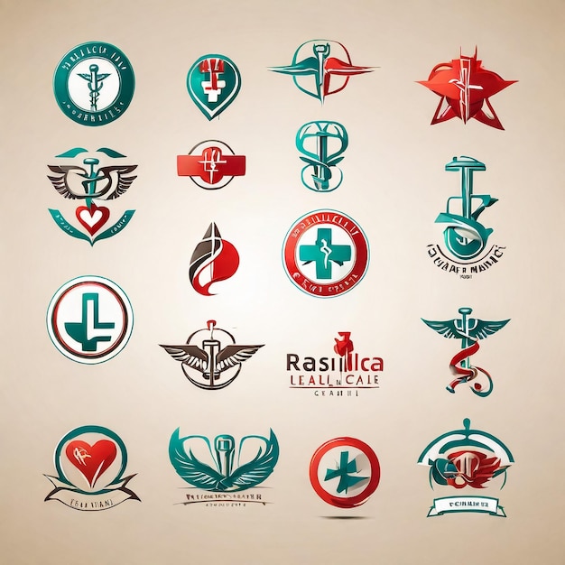 Foto cuidados de saúde médicos e farmácia logos