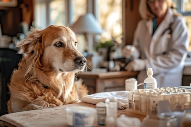 Cuidados pós-dor para um cão em casa