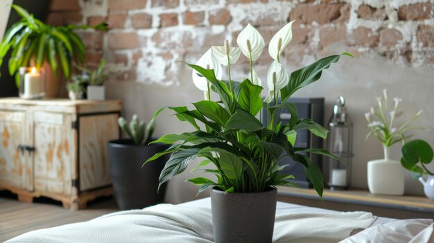 Foto cuidando do seu spathiphyllum peace lily