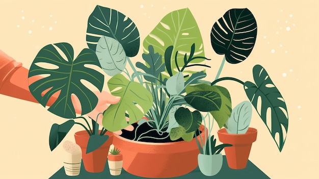 Cuidar de las plantas ilustración vectorial