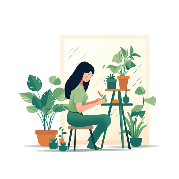 Foto cuidar de las plantas ilustración vectorial