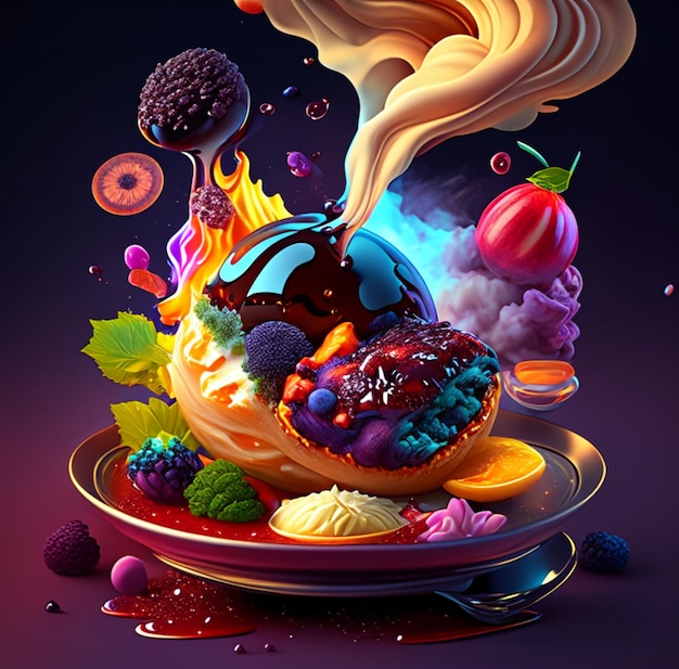 culinária criativa deliciosa apetitosa com uma variedade de cores IA generativa
