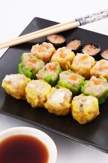 Culinária tradicional chinesa dimsum cozido no vapor