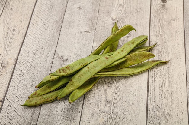 Culinária vegana Pilha de feijão verde para cozinhar