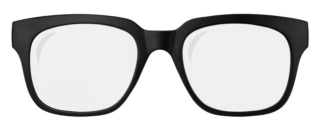 Óculos de armação grossos pretos retrô isolados em um fundo branco