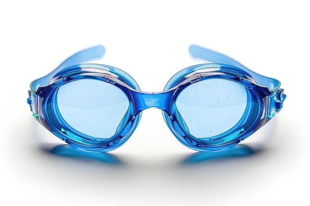 Óculos de natação azuis isolados contra um fundo branco Generative Ai