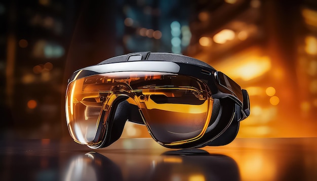 Óculos de realidade virtual VR em fundo laranja