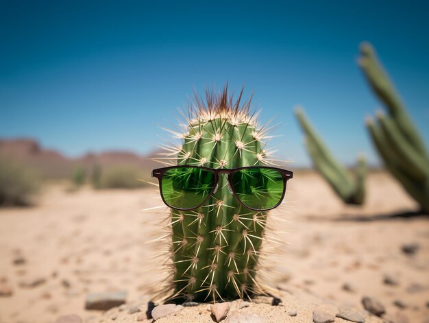 Óculos de sol cactus no deserto