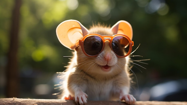 Óculos de sol do rato feliz