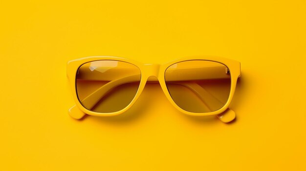 Óculos de sol elegantes em fundo amarelo Generative AI