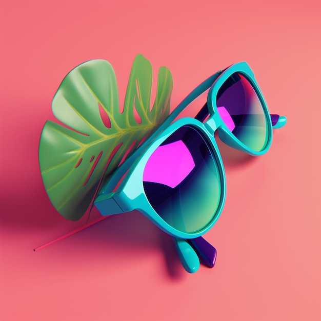 Óculos de sol no conceito de verão na paleta de cores de tendências para publicidade com Generative AI