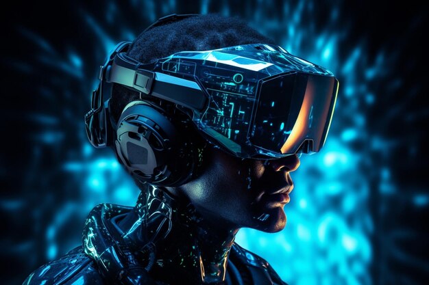 Óculos dispositivo inovação digital moderna óculos de proteção conceito de computador de tecnologia futurista futuro fone de ouvido de realidade virtual internet tecnologia do ciberespaço interface cibernético