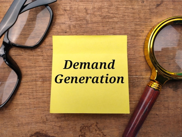 Óculos e lupa com a palavra Demand Generation