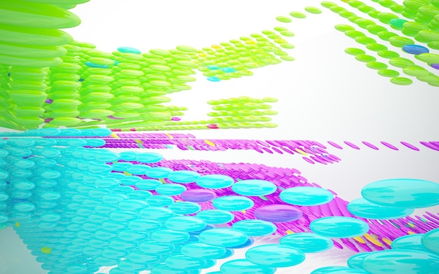 Óculos gradientes brancos e coloridos abstratos espaço público multinível interior com janela 3D