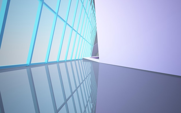 Óculos gradientes brancos e coloridos abstratos espaço público multinível interior com janela 3D