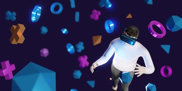 Óculos VR Eventos Festa Jogos Eventos Metaverse Ilustrações 3D