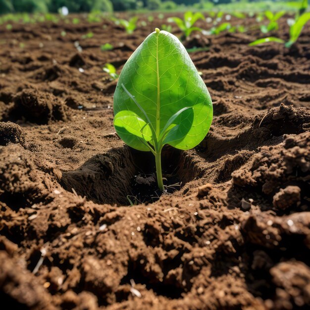 Foto cultivo de brotes verdes de plantas que crecen a partir de semillas