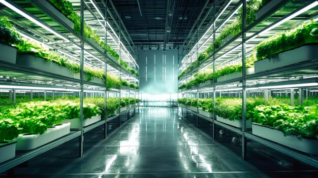 Cultivo de alimentos durante todo o ano utilizando hidroponia Vegetais ecológicos frescos na estufa