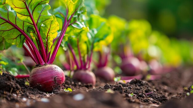 Cultivo de beterraba no jardim foco seletivo IA generativa