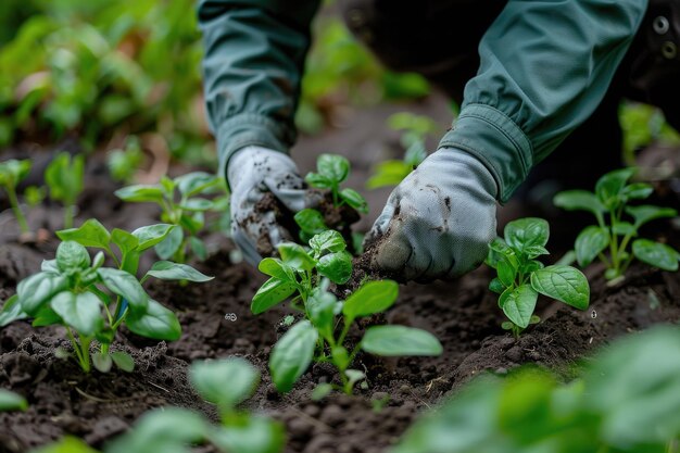 Cultivo de plantas e recolha de amostras de solo num regenerador generativo Ai