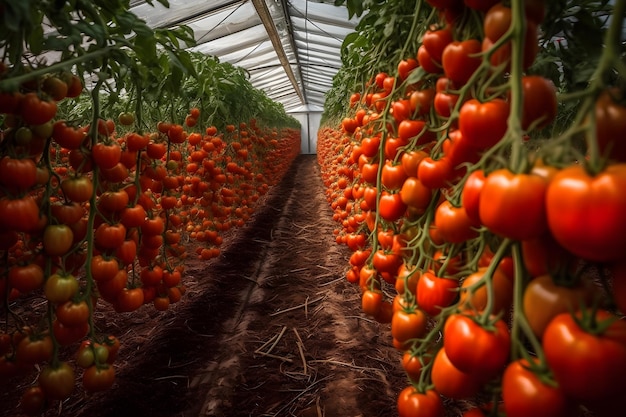 Cultivo de tomates em uma estufa Rede neural gerada por IA