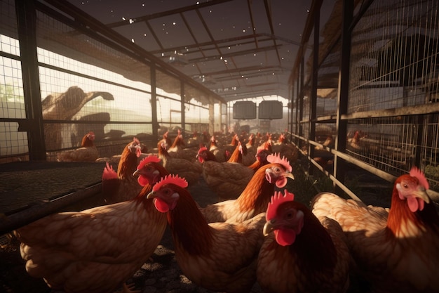 Cultivo e alimentação de galinhas em ambientes fechados
