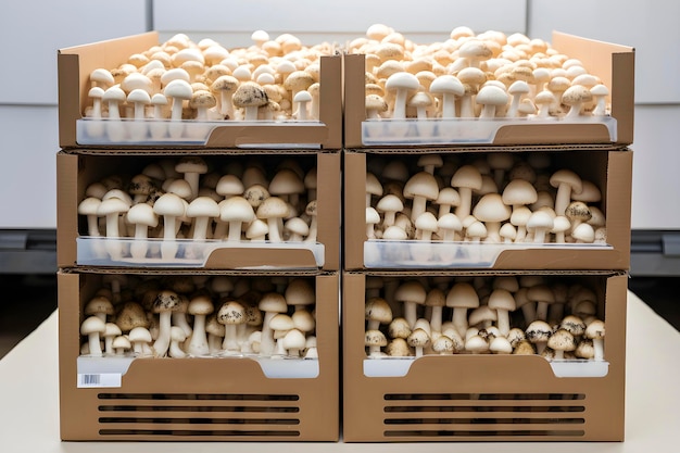 Foto cultivo ecológico de setas agaricus