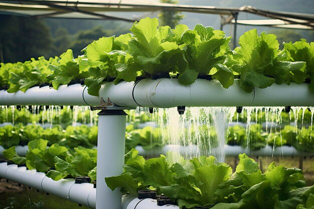 Foto cultivo hidropónico de lechuga