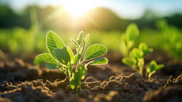 Cultivo de soya Soya joven en el campo