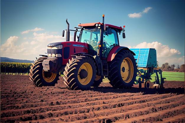 Cultivo de tractores en el campo