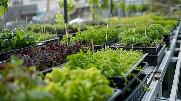 Cultivo verde en un invernadero moderno para mostrar la belleza y la sostenibilidad