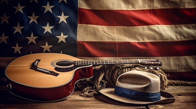 Foto cultura americana viviendo en un rancho y música country.