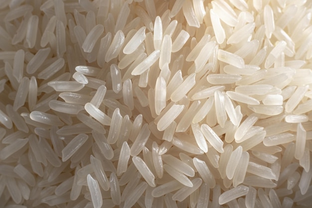 Cultura internacional de arroz fechada de grãos de arroz muito perto de superalimento sem glúten e