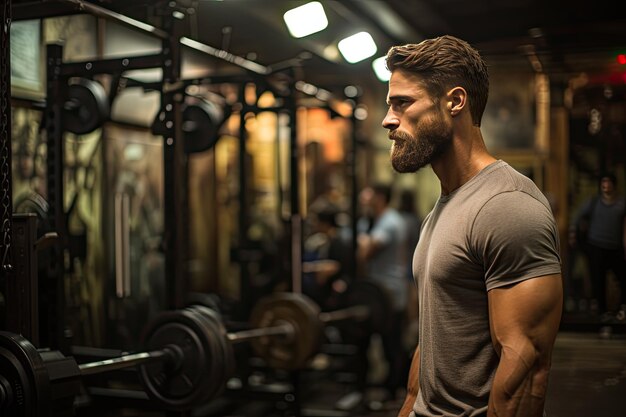 El culturista entrena tiradas en el gimnasio generativo IA