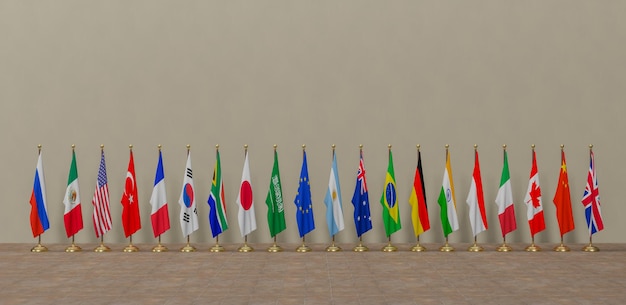 Foto cumbre del g20 concepto de la cumbre o reunión del g20 lista de países miembros del g20 grupo de los veinte