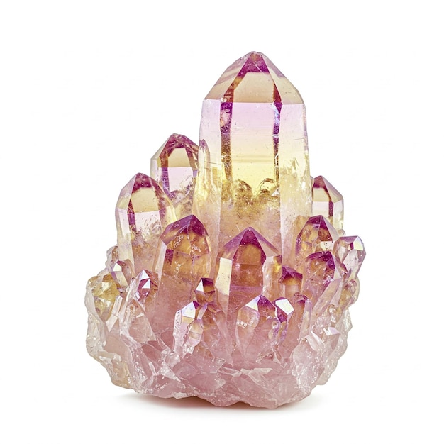 El cúmulo de cristales de cuarzo de aura vibrante