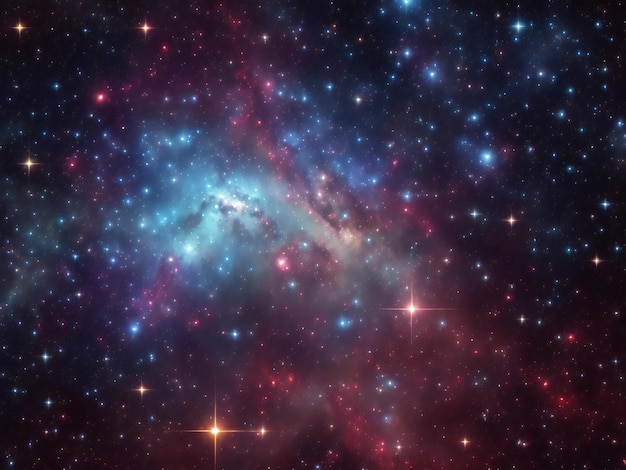 Cúmulo de estrellas, cada una con su propia nebulosa en una fascinante mezcla de colores y formas generadas por ai