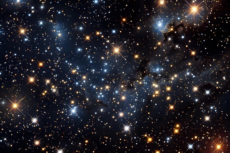 un cúmulo de estrellas en la oscuridad