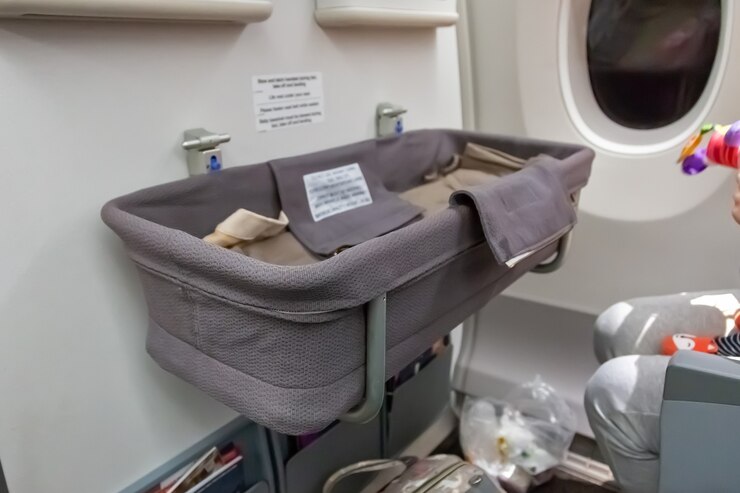 Cuna especial para bebés en el avión Seguridad infantil durante el vuelo