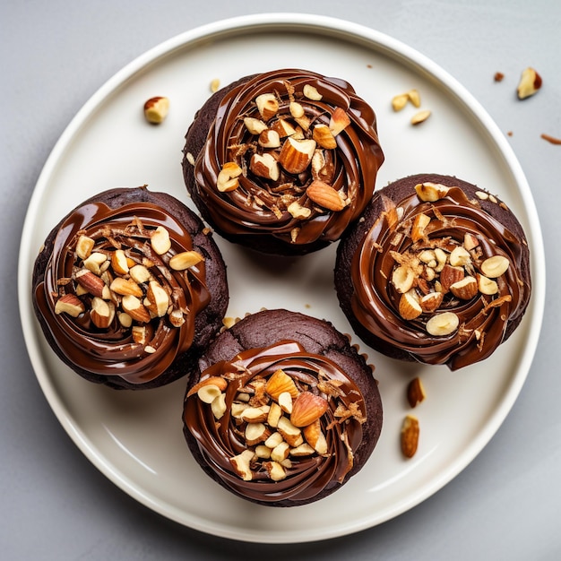 cup cakes de brownie en un plato