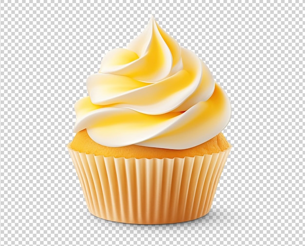 Cupcake amarelo cortado em transparente