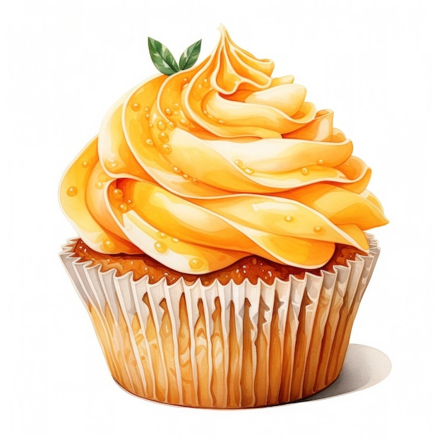 cupcake aquarela com laranja isolada